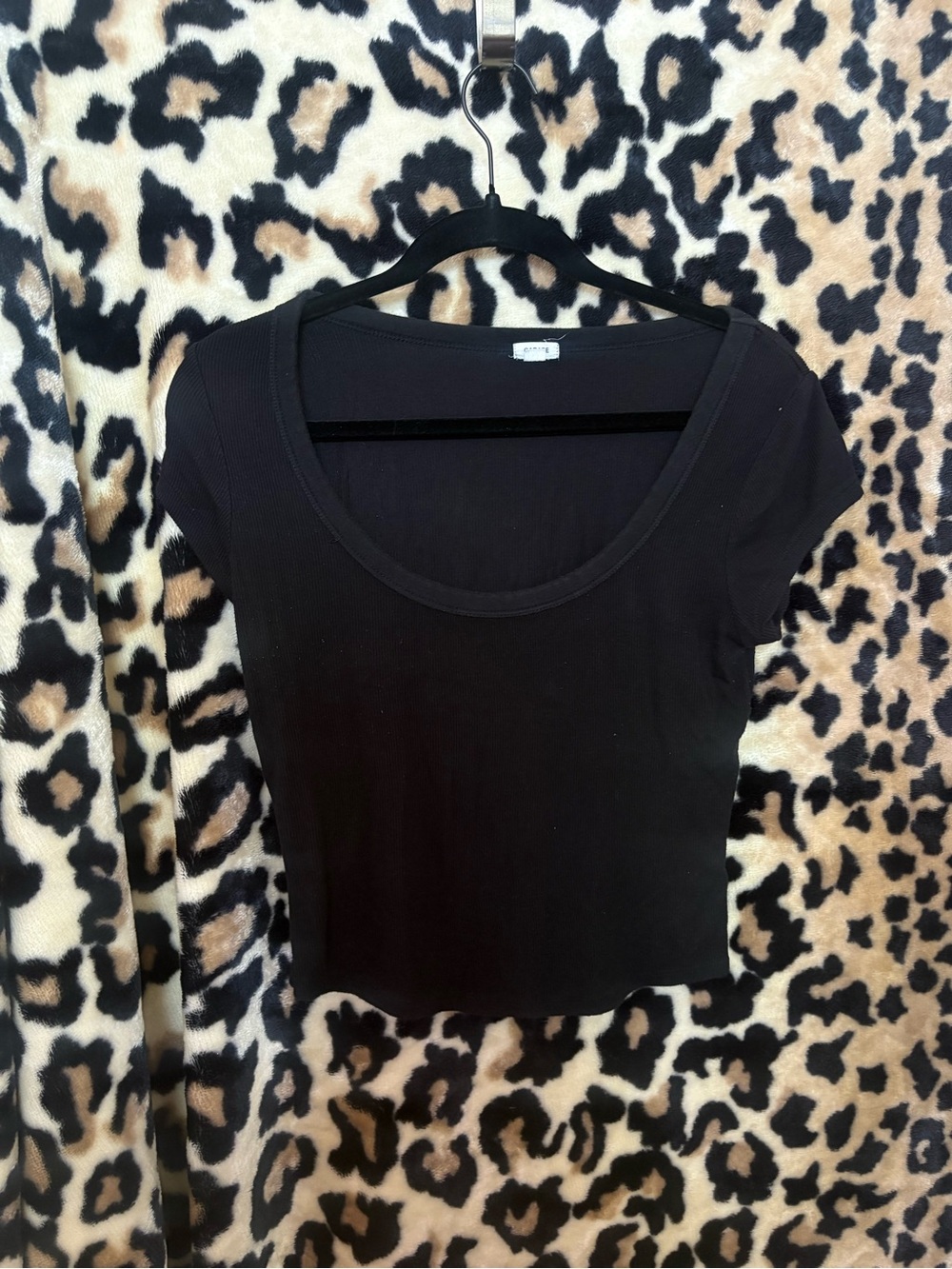 Garage Black Ribbed Scoop Neck Crop Top